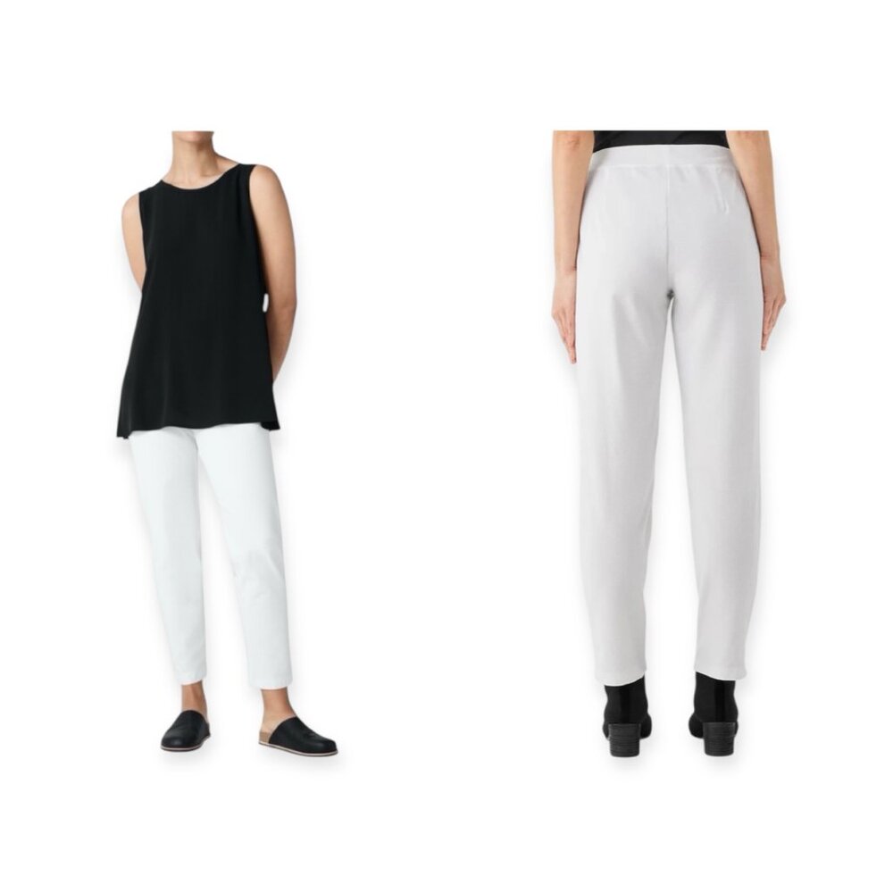 EILEEN FISHER White Washable Stretch Crepe Slim Ankle Pants  - Size PP / PTP